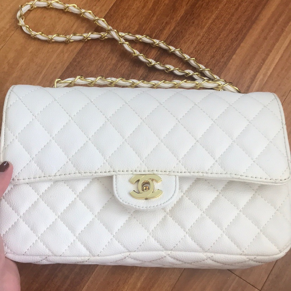 White faux purse